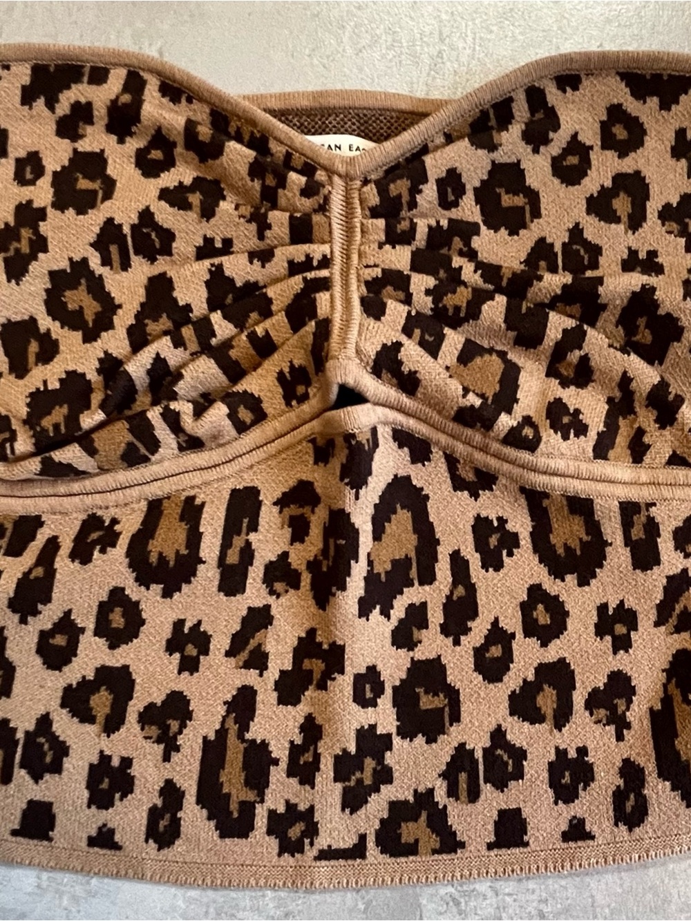 American Eagle Outfitters Strapless Leopard Crop Top - Tan & Black